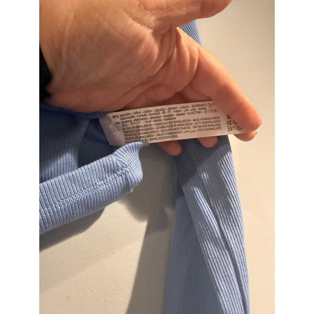 ZARA Ribbed Collared Long Sleeve Cropped Top - Picture 3 of 4